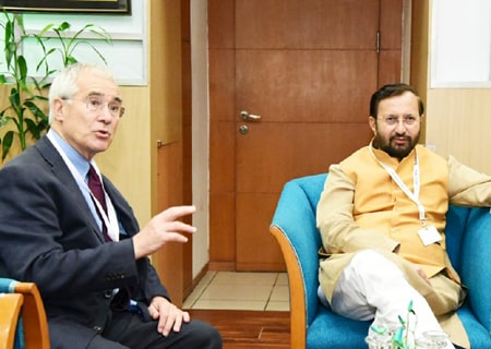 <p>Greater Noida: British economist Nicholas Stern meets Union Environment, Forest and Climate Change and Information and Broadcasting Minister Prakash Javadekar on the sidelines of…