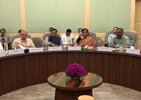 <p>New Delhi: Union Finance and Corporate Affairs Minister Nirmala Sitharaman holds meeting with the heads of Central Public Sector Undertakings (CPSUs), in New Delhi on Sep 28, 2019. </p>…