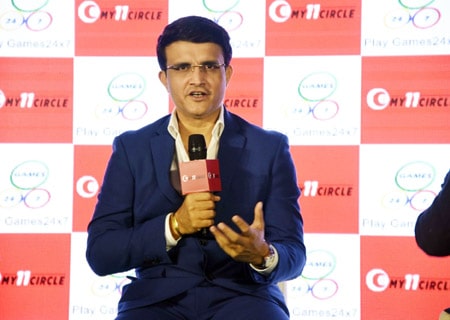 <p>Mumbai: Former Indian cricket captain and Cricket Association of Bengal (CAB) President Sourav Ganguly addresses at the launch of gaming app in Mumbai on 23, August 2019.</p>
