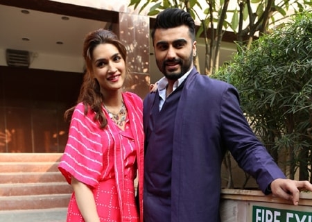 <p>New Delhi: Actors Arjun Kapoor and Kriti Sanon during a press conference organised to promote upcoming film 