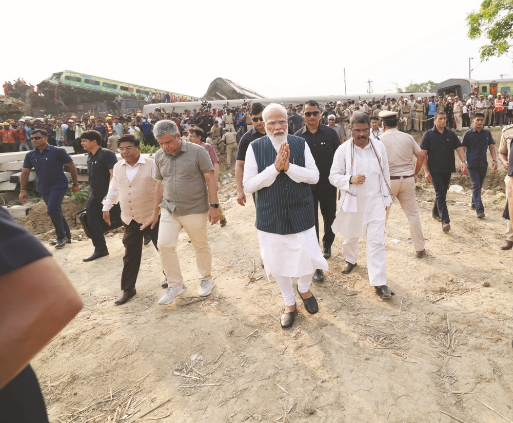 <p>Prime Minister Narendra Modi visited the site of the train accident in Balasore on Saturday.</p>
