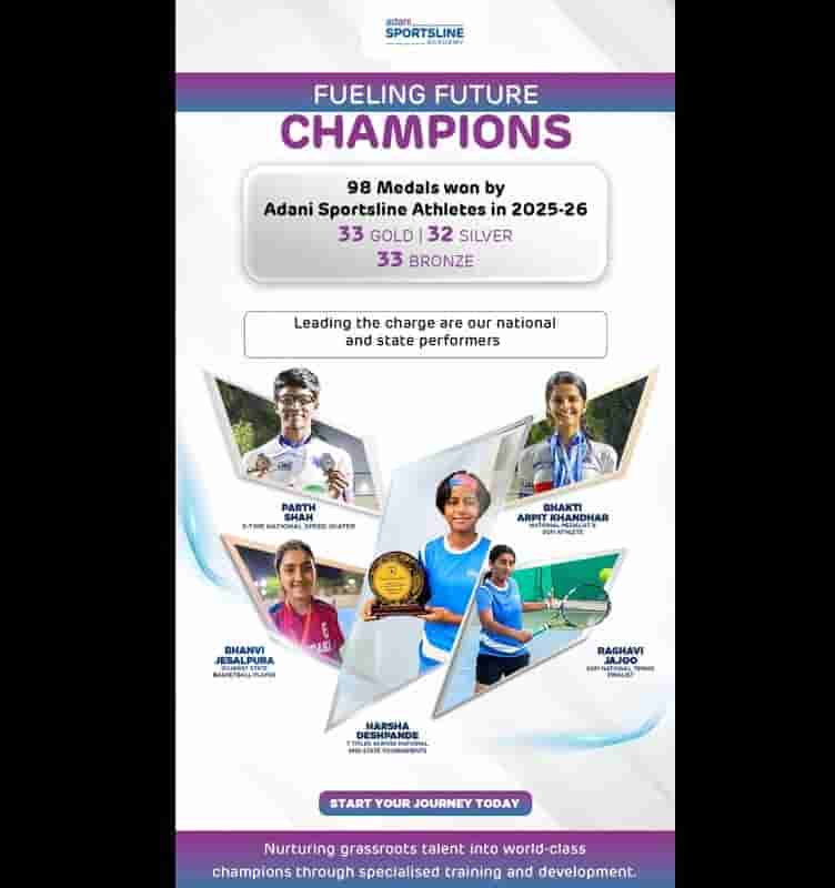Adani Sportsline Academy Athletes Shine with 98 Medals in 2025–26 Season