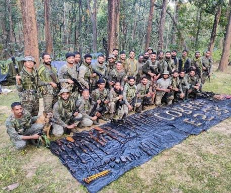 Maoist bunker demolished in Budha Pahar, arms and bullets recovered in huge quantity