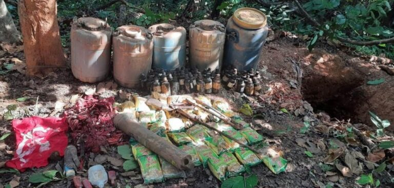 Explosive materials and other items recovered by security personnel in Chaibasa