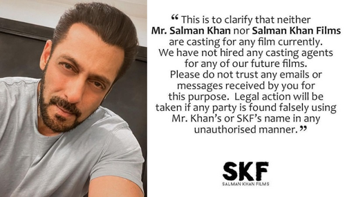 Salman Khan issues notice against fake casting calls under his name