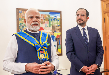 PM Modi Awarded Cyprus’ Highest Civilian Honour, Dedicates It to India-Cyprus Friendship