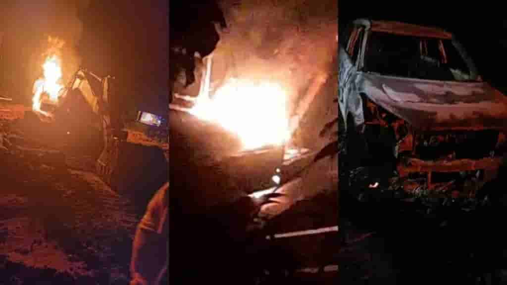 Naxalites again burnt vehicles