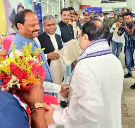 BJP President J.P Nadda reached Ranchi Airport on way to Chhattisgarh