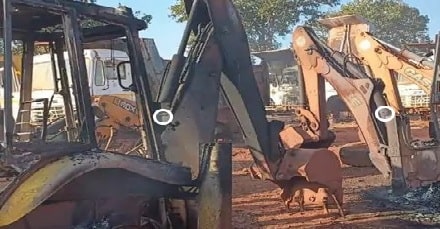 Maoists set 14 vehicles on fire inside Bauxite Mine in Gumla