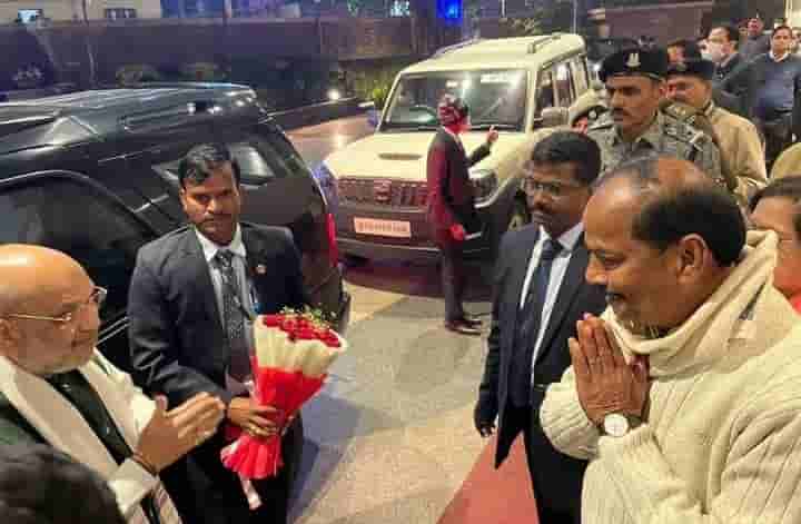 Union Home Minister Amit Shah arrives in Ranchi, to address public rally in Chaibasa